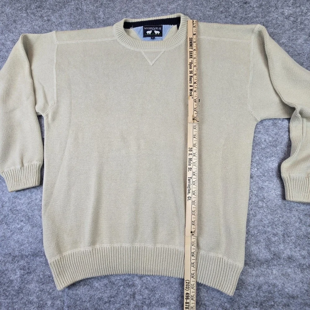 Woods & Gray Sweater Mens Extra Large Beige Crest Embroidered Cotton Pullover XL - Picture 9 of 16